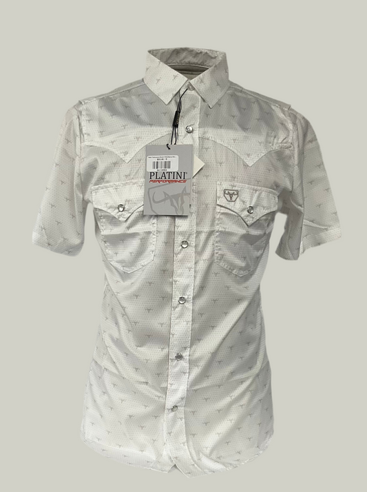 Platini Performance Stretch White/Balnca Mens Shirt (Camisa Caballero) Short Sleeve Manga Corta