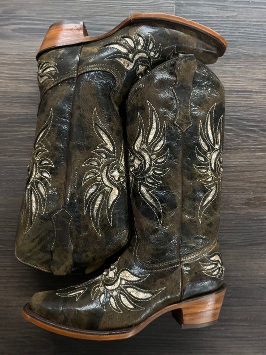 OkCorral Cross Dark Brown Stones Lady Clearance Boot