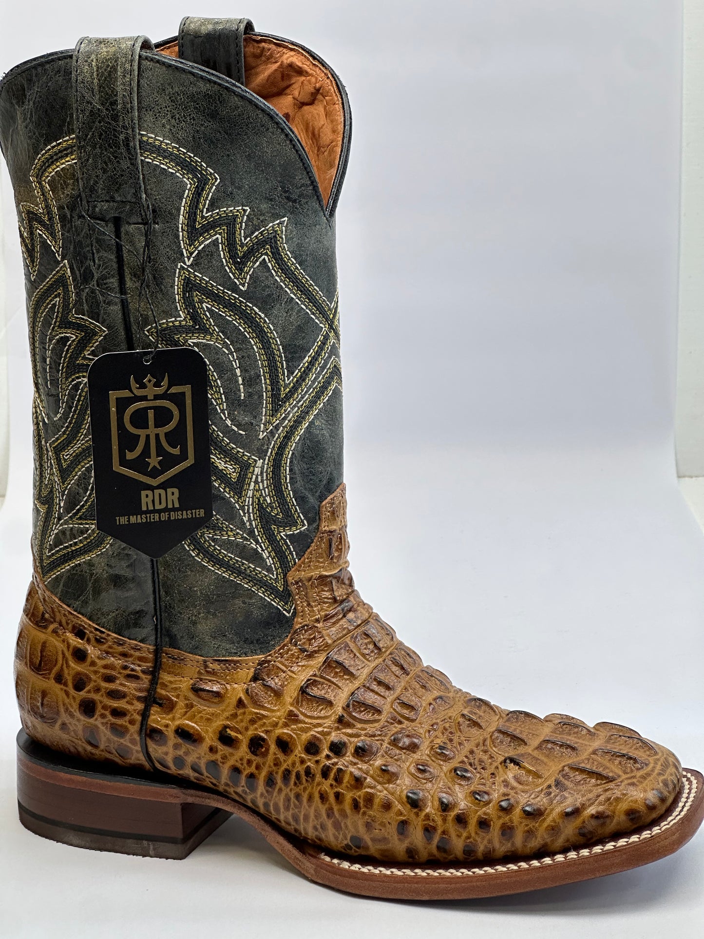 RDR Men’s Honey Nile Print Leather Cowboy Boots With Leather Sole