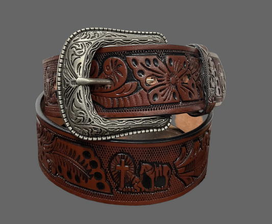 Leather Unisex Floral Engraved Design