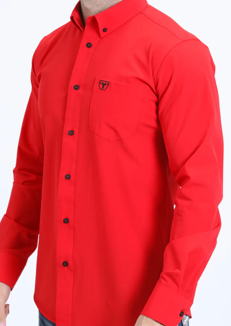 Platini Modern Fit Stretch Red Shirt
