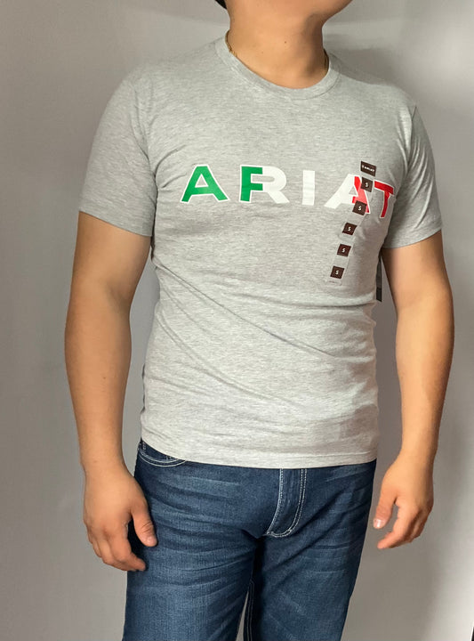Ariat Heather Grey/Gris Viva Mex Independent SMU SS Mens Shirt (Playera Caballero) Manga Corta