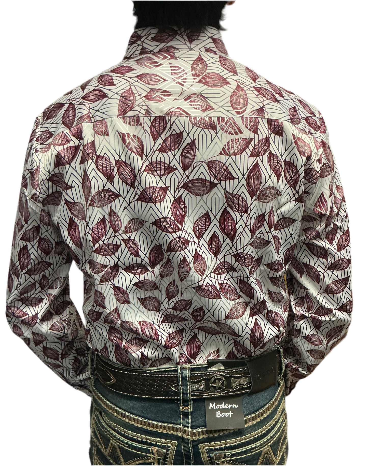 Platini men’s shirt FLP10582 white/wine ( camisa de hombre Platini ) modern fit stretch