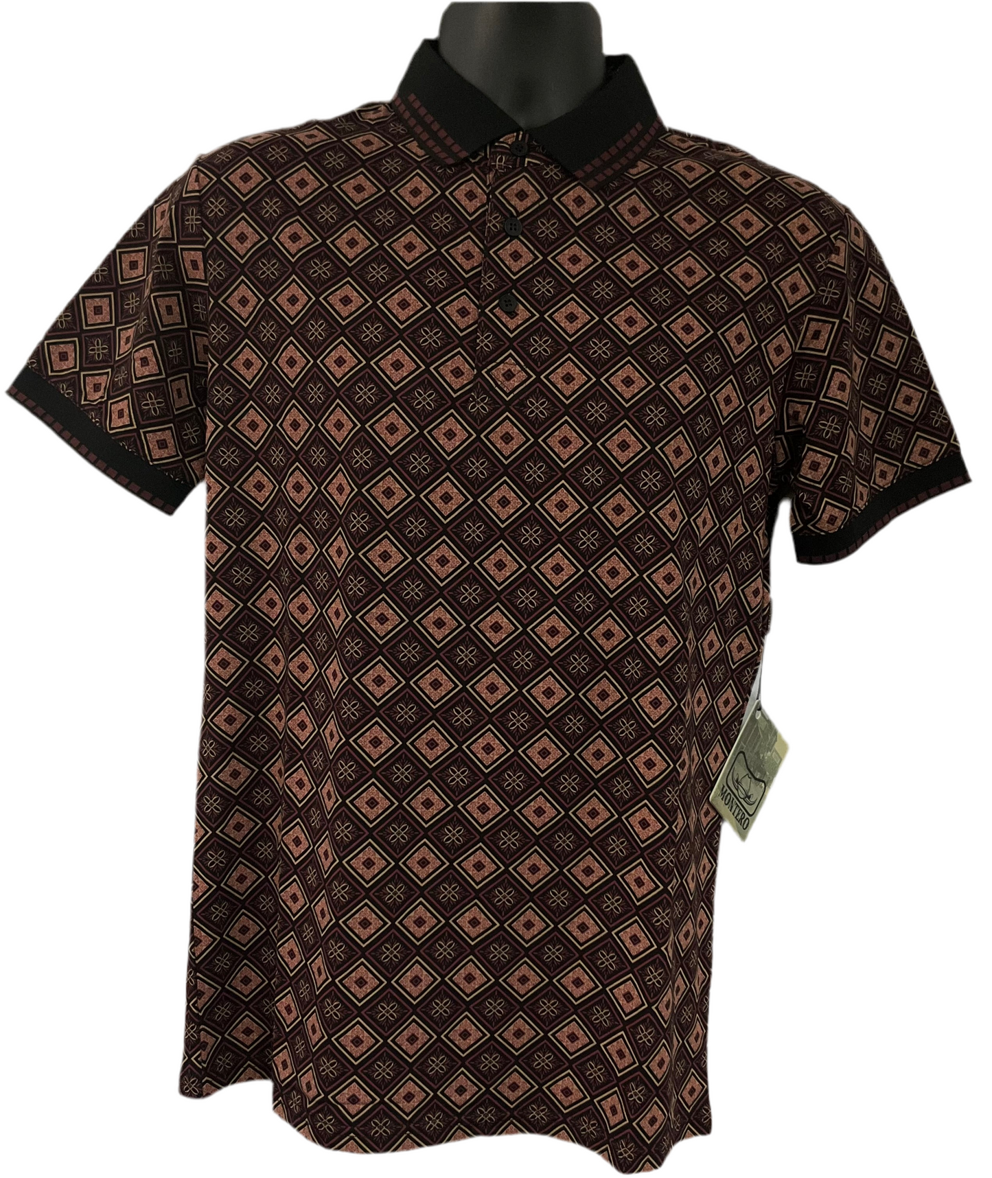 Montero Men’s Polo MT36011 Black/Burgundy  modern fit