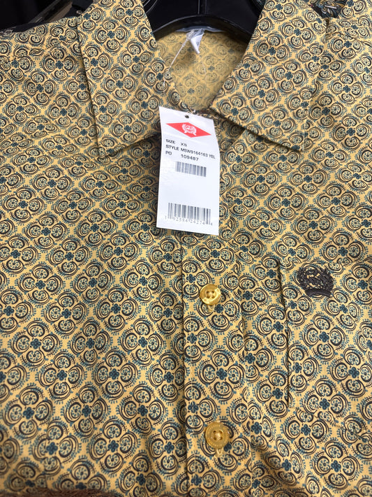 Cinch yellow long sleeve shirt features a vibrant pattern Women Shirt