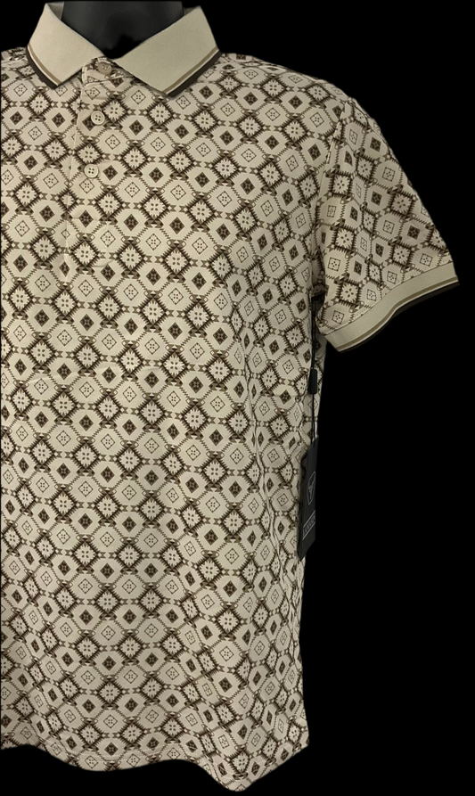 Lamasini Men’s Polo LAM28224 Beige/ Brown Modern fit