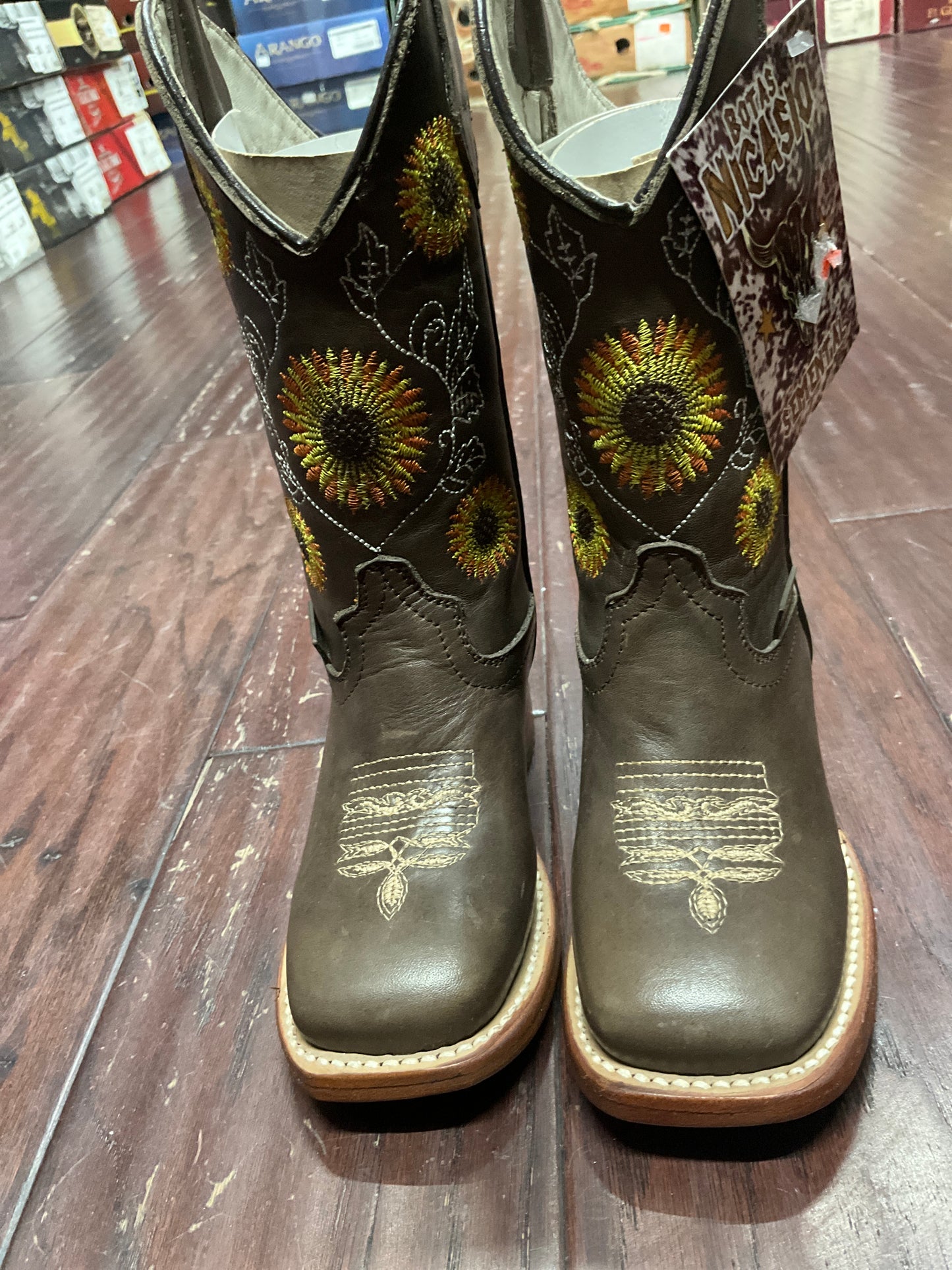 Nicasio girls boots crazy sunflowers brown