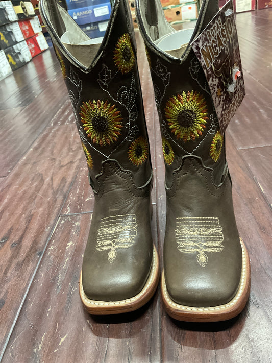 Nicasio girls boots crazy sunflowers brown