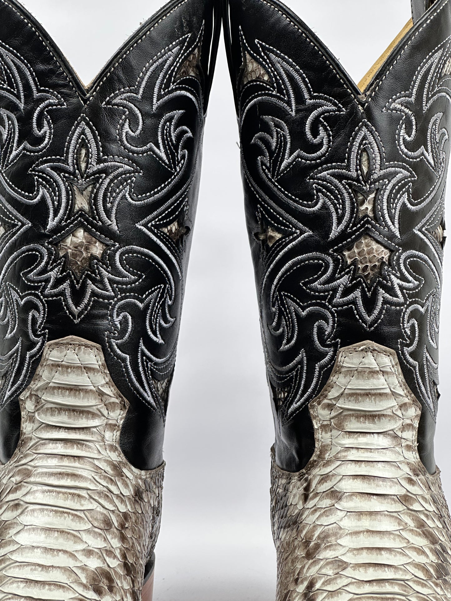 Arango Natural python pro rodeo square toe boots