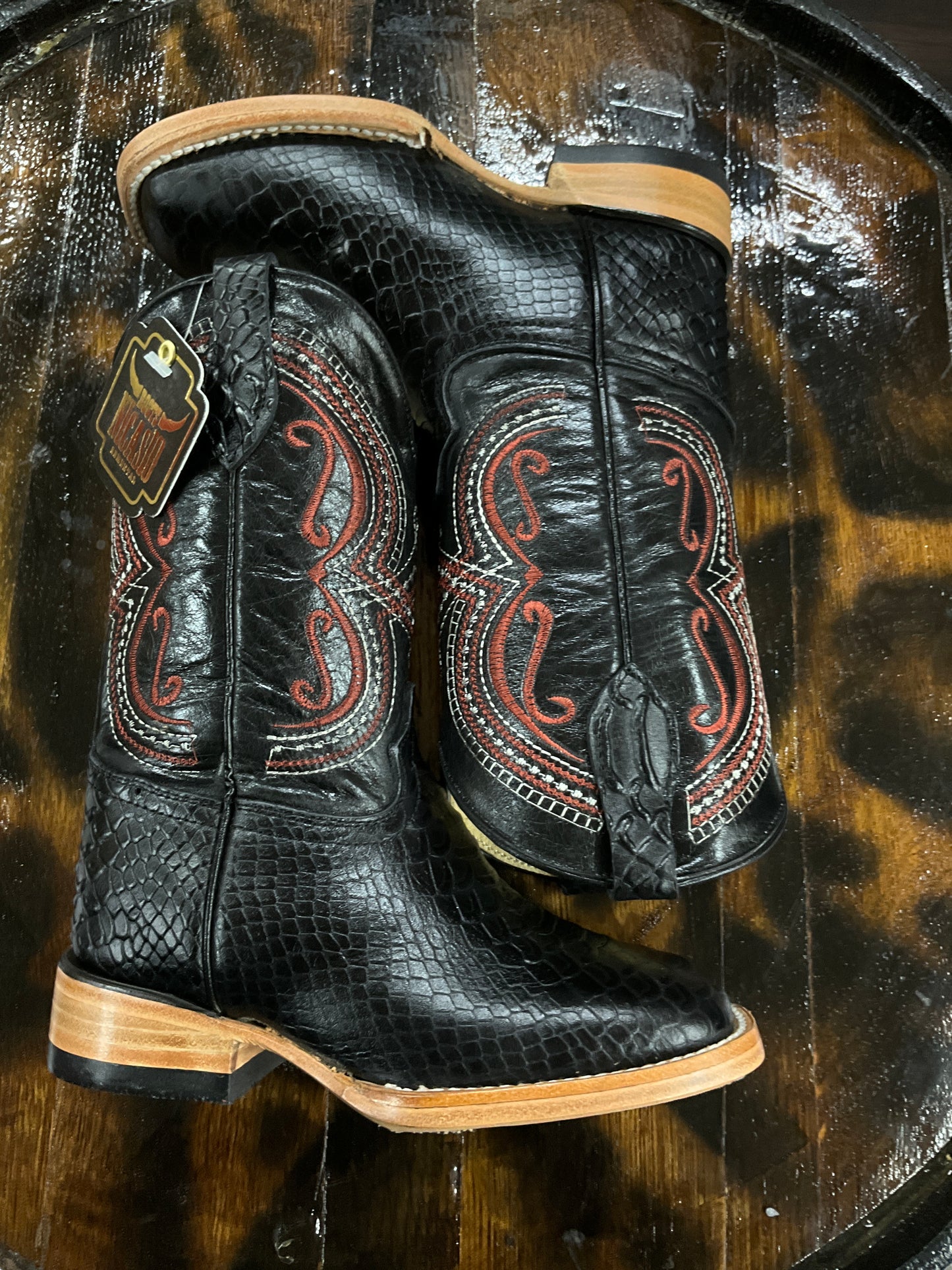 Nicasio Cowboy kids boots python imitation black