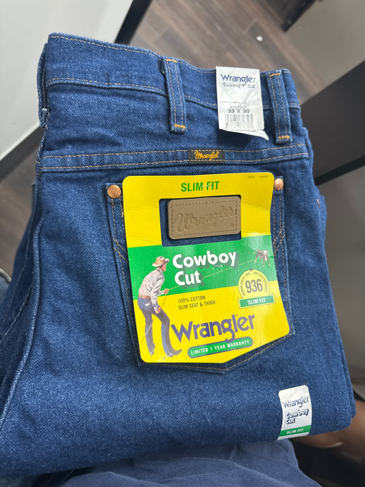 Wrangler 936PWD Cowboy Cut Slim Fit Blue Jeans