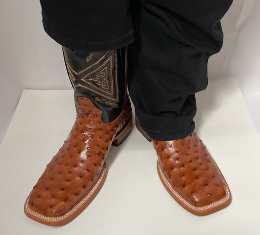 Arango Ostrich Skin Pro-Rodeo Imitation Boot Cogñac
