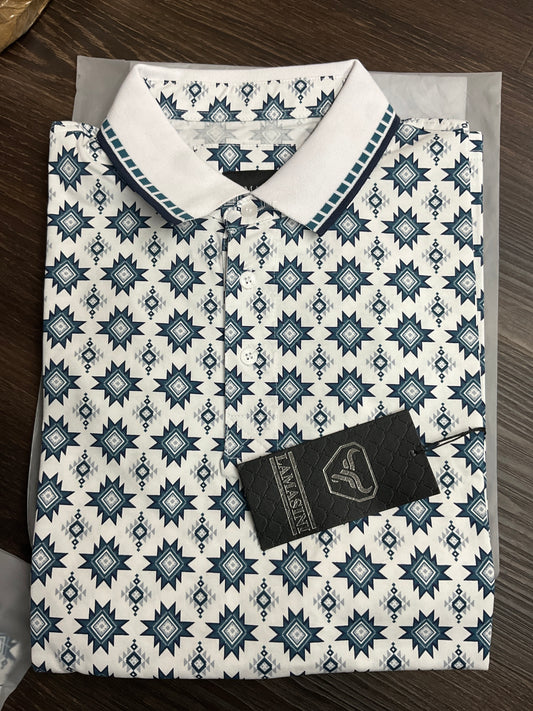 Lamassini men’s Polo LAM28225 white/navy blue modern fit