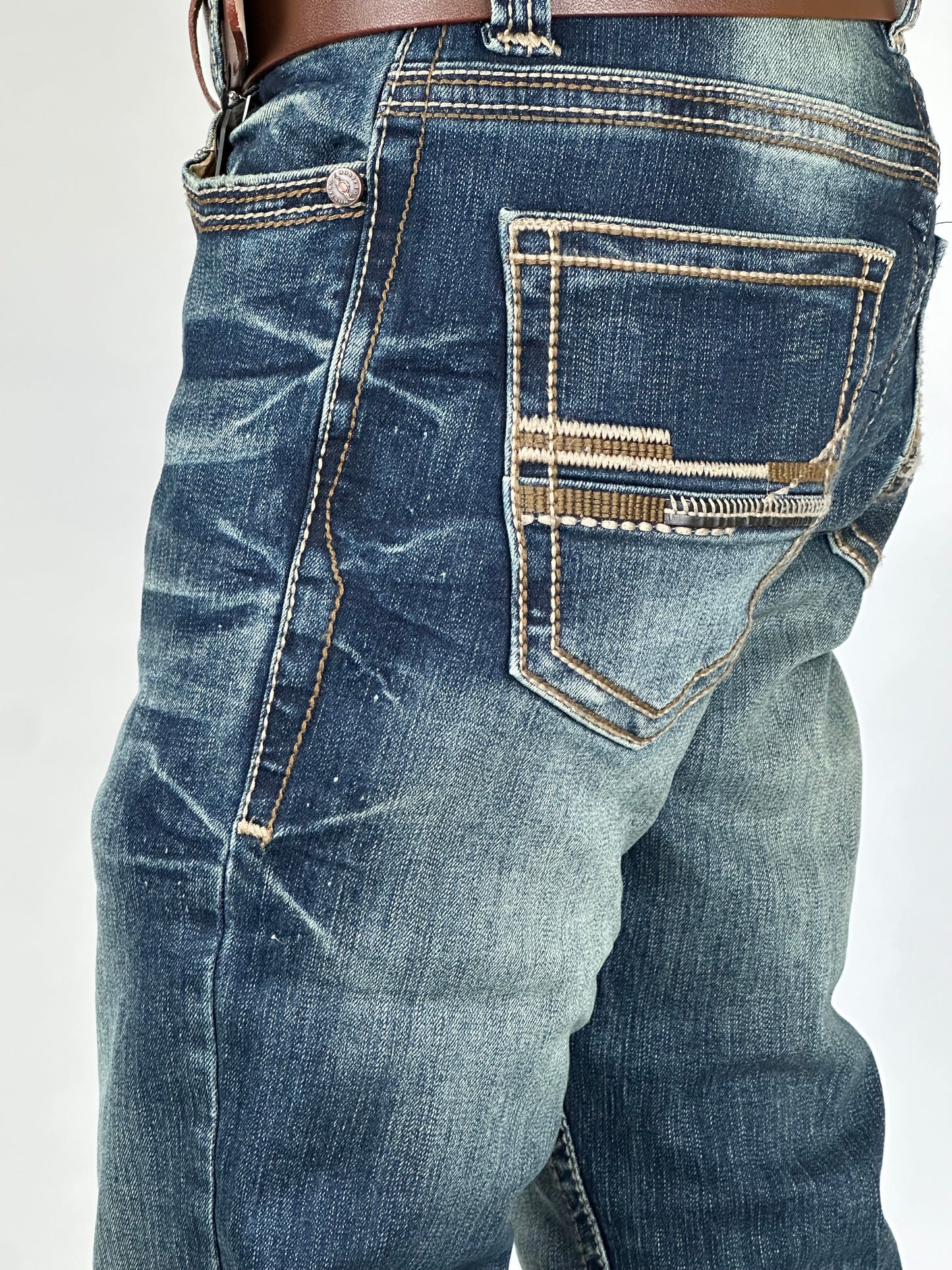 Montero MT4671-DK Dark Vintage Wash Men’s Modern Boot Cut Stretch Jeans