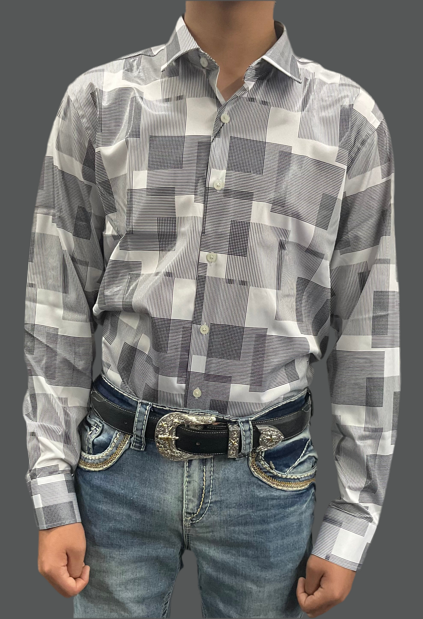 Montero men shirt style TM0821 white/black ( Camisa de hombre Montero Blanca/negro )
