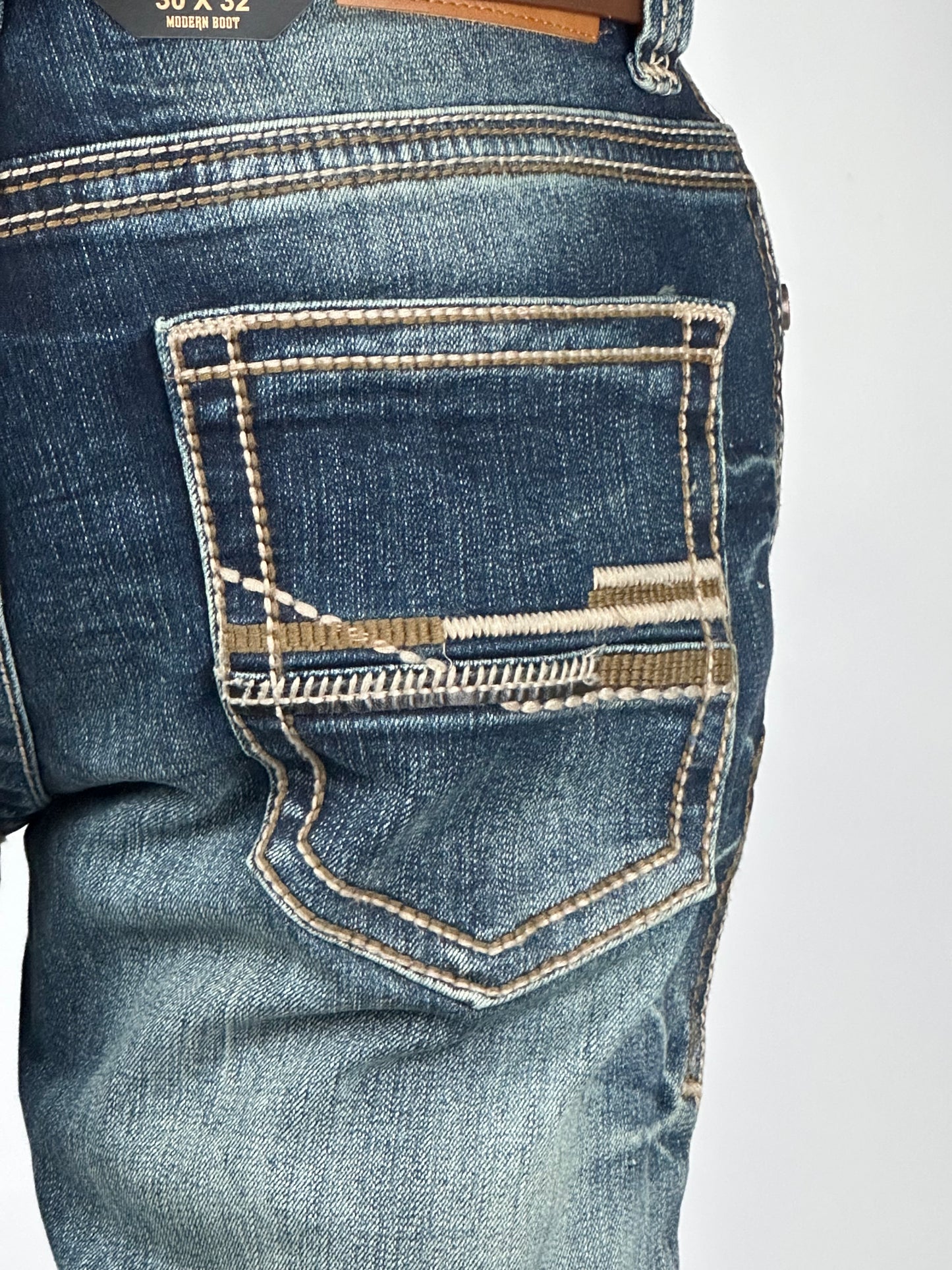Montero MT4671-DK Dark Vintage Wash Men’s Modern Boot Cut Stretch Jeans