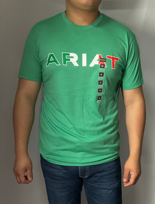 Ariat Heather Green/Verde Viva Mex Independent SMU SS Mens Shirt (Playera Caballero) Manga Corta