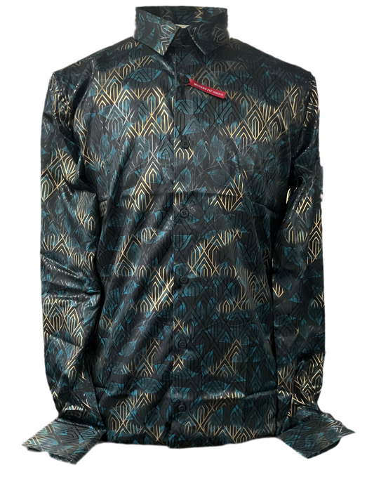 Platini Mens Shirt Modern Fit Blue/Black FPL10580