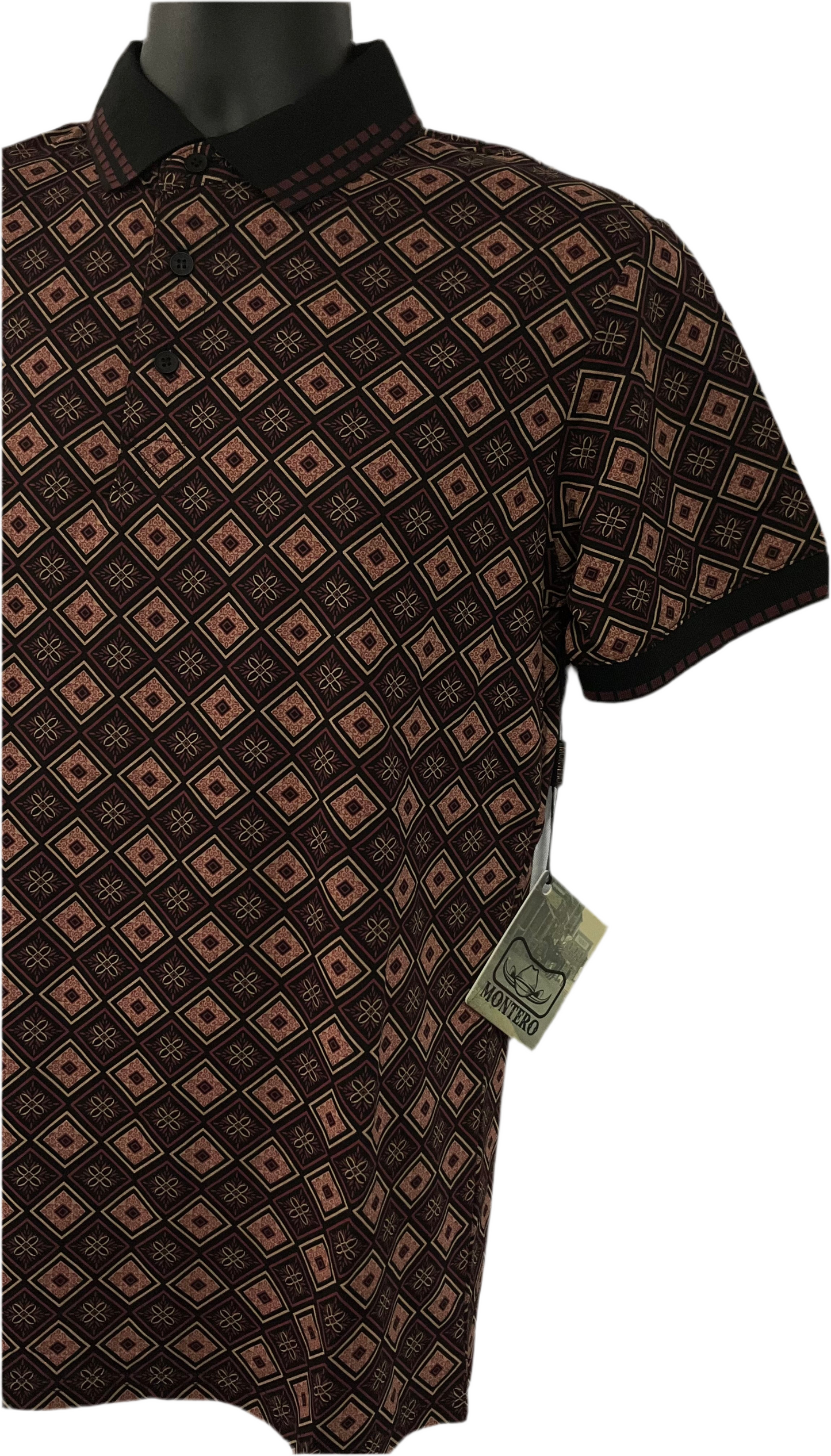 Montero Men’s Polo MT36011 Black/Burgundy  modern fit
