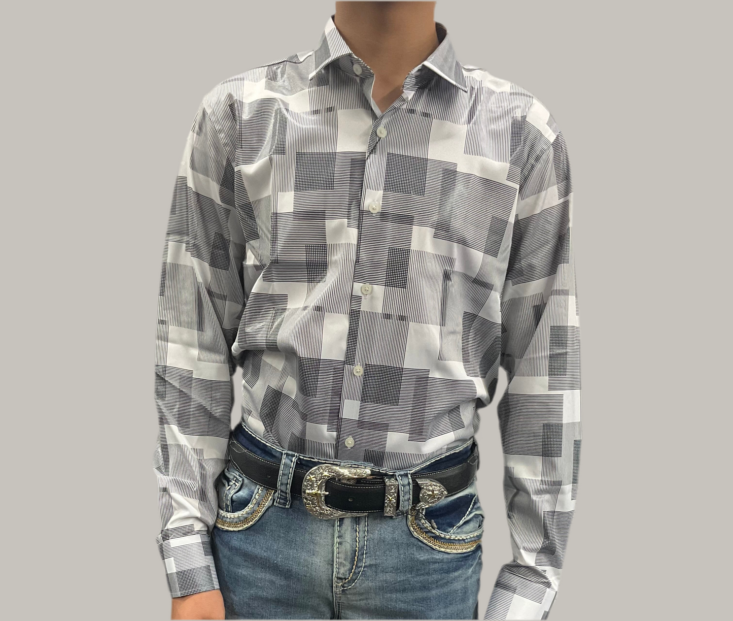 Montero men shirt style TM0821 white/black ( Camisa de hombre Montero Blanca/negro )