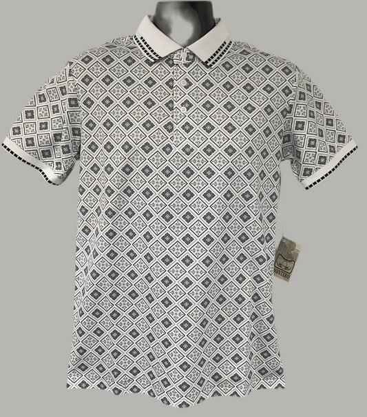 Montero Men’s Polo MT36011 White/black / grey Modern fit