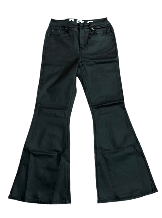 Western Blue W074-PF Black Flare Jeans High Rise
