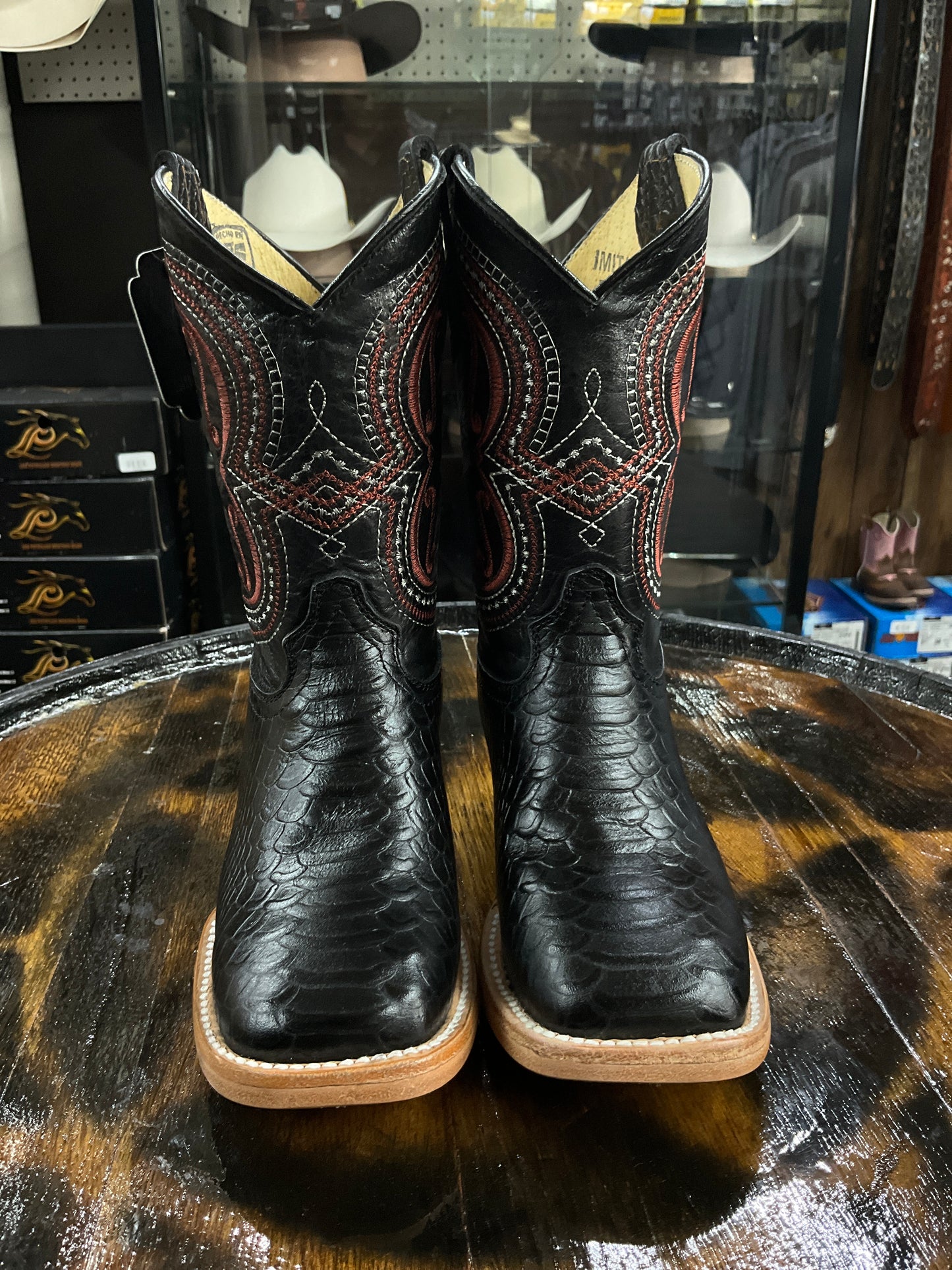 Nicasio Cowboy kids boots python imitation black