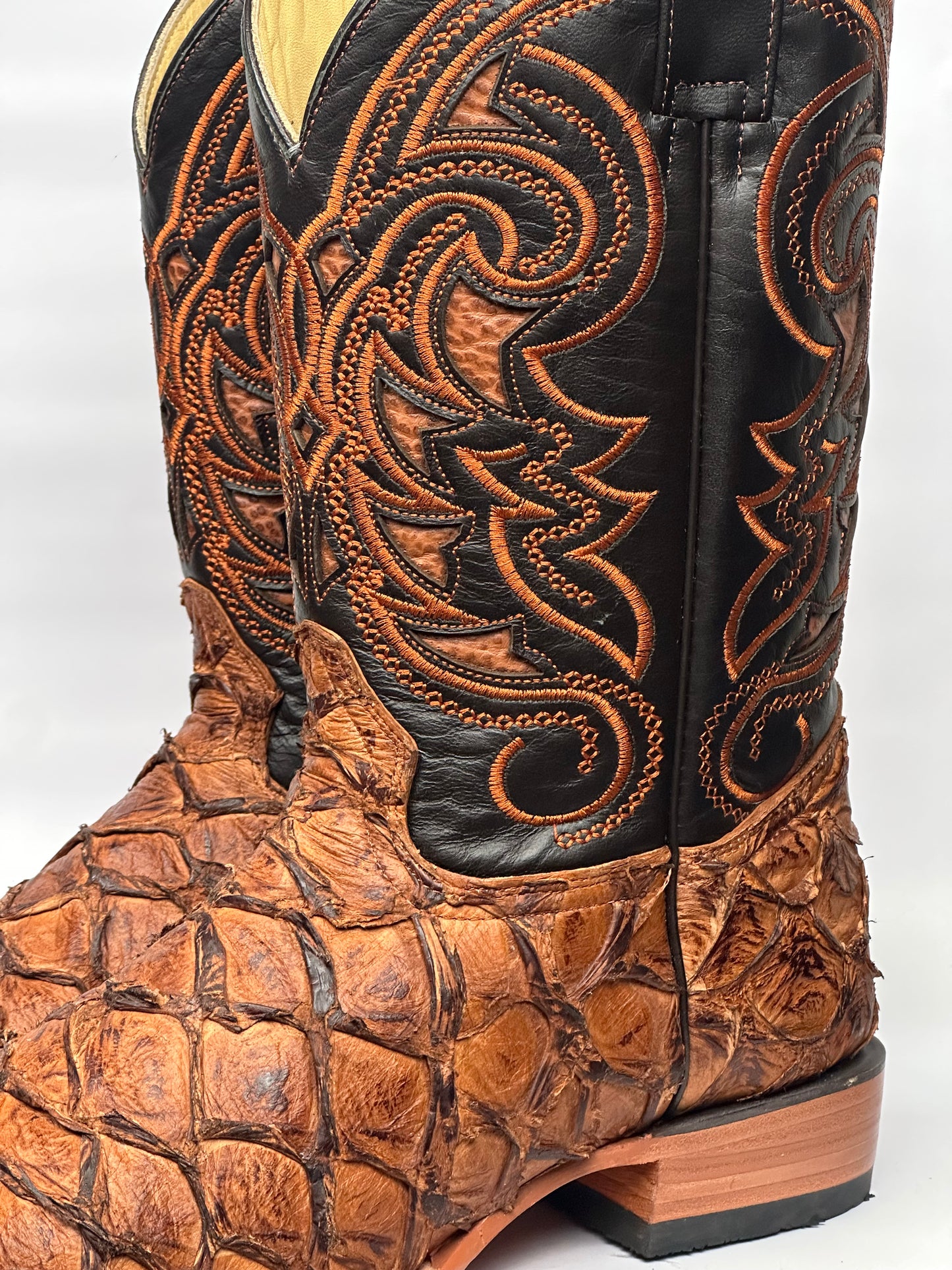 Arango  Pirarucu Fish Skin Cognac Exotic Men’s Boots