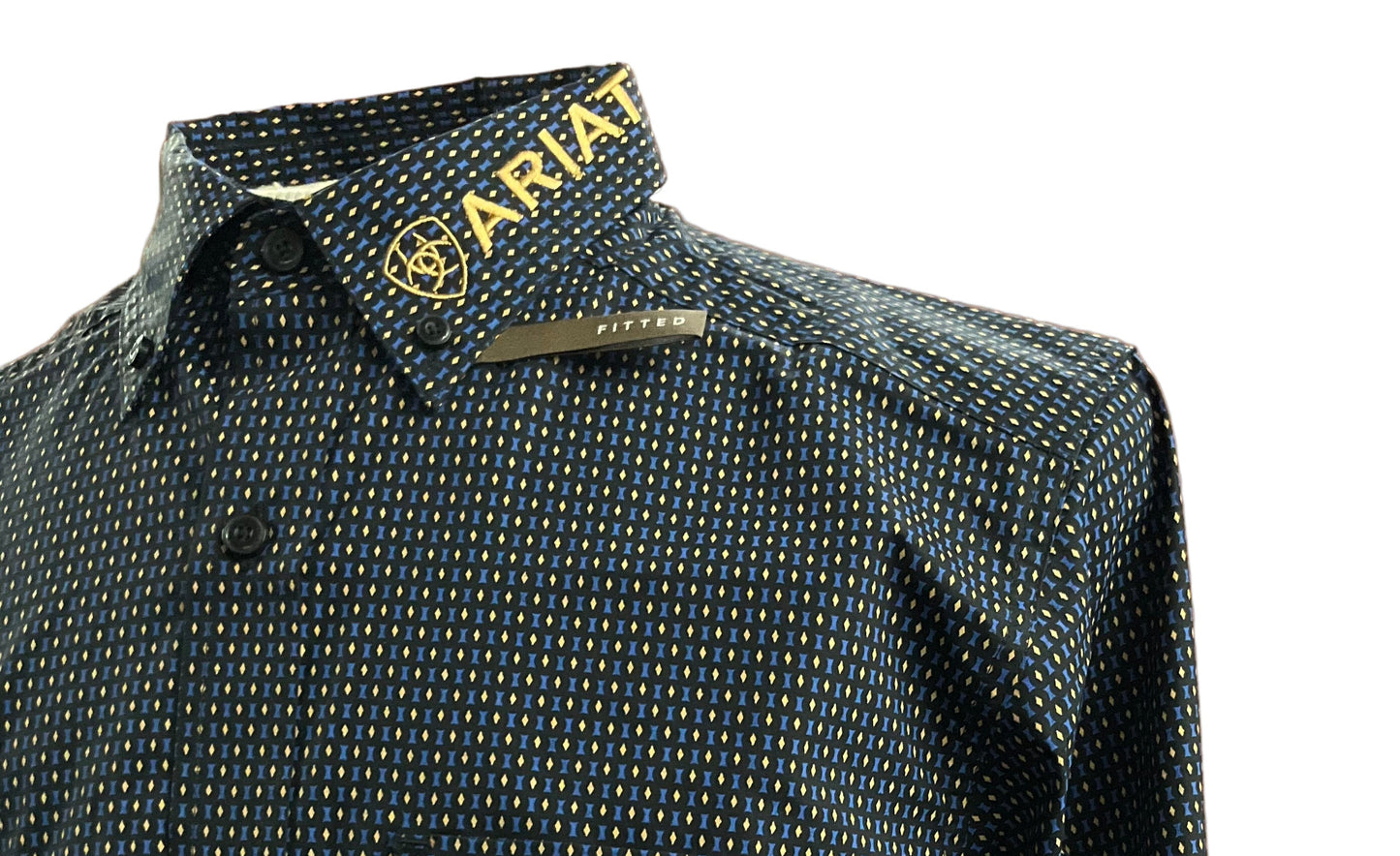 Ariat Mens Team Portland FTD Ls Shirt Navy Blue/Black/Gold 10062254