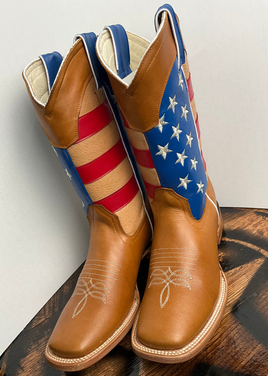 USA Flag/ Bandera USA Texas Orix Atanado/Tan Herencia Youth/Joven Boot