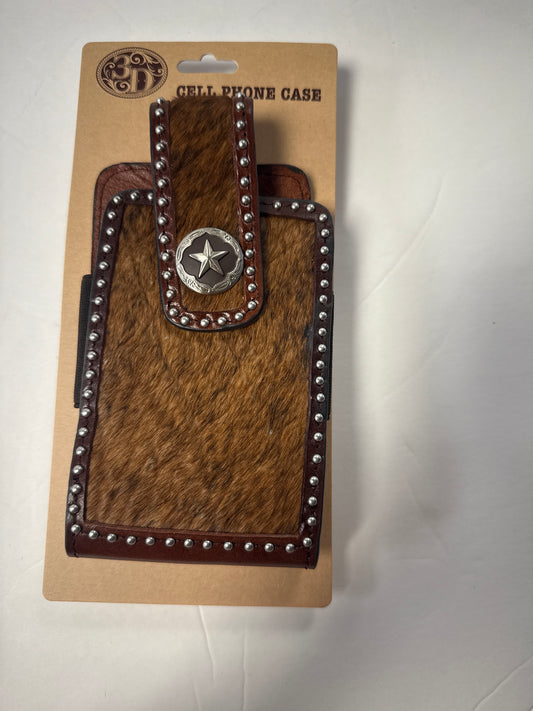 3D cell phone case cowhide brown