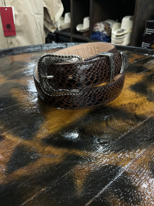 Python imitation kids/cowboy belt color brown