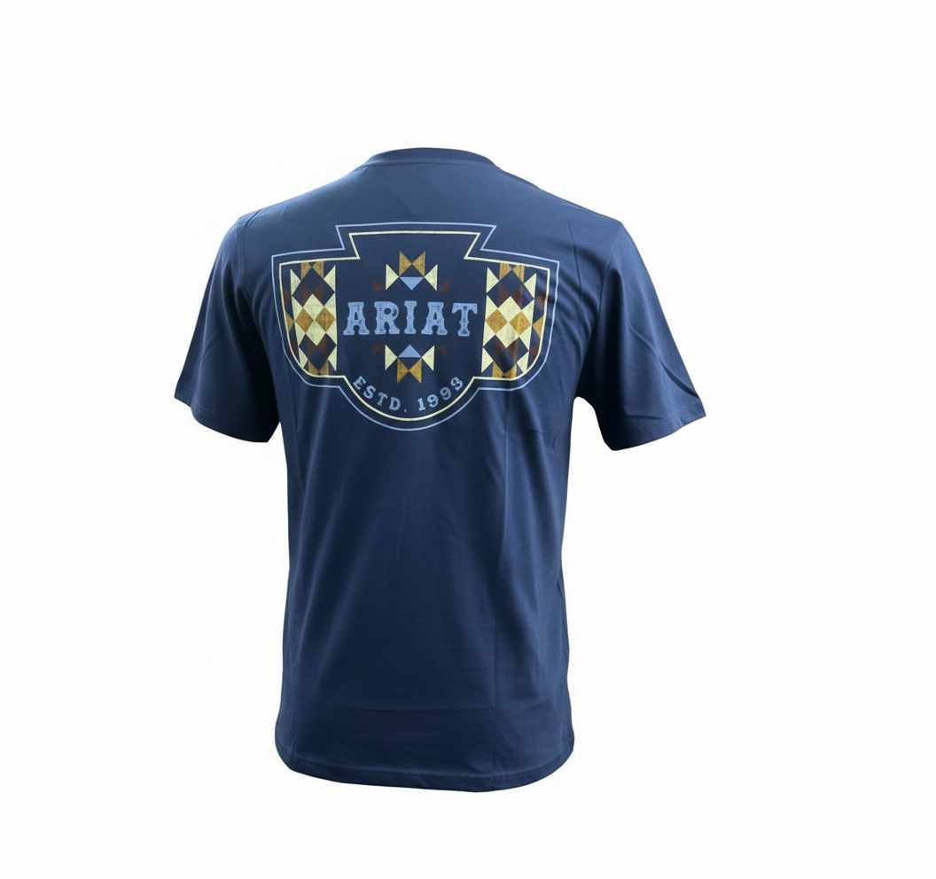Ariat Men’s Woven West ss Shirt Medieval Blue 10062418
