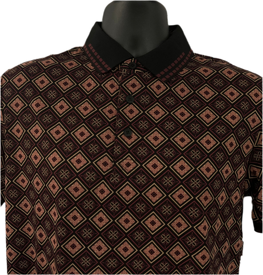 Montero Men’s Polo MT36011 Black/Burgundy  modern fit