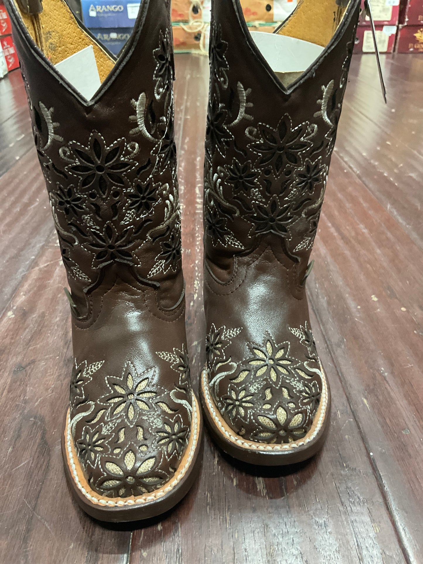 Nicasio girls boots sunflowers Laser brown ( girasol laser flor entera )