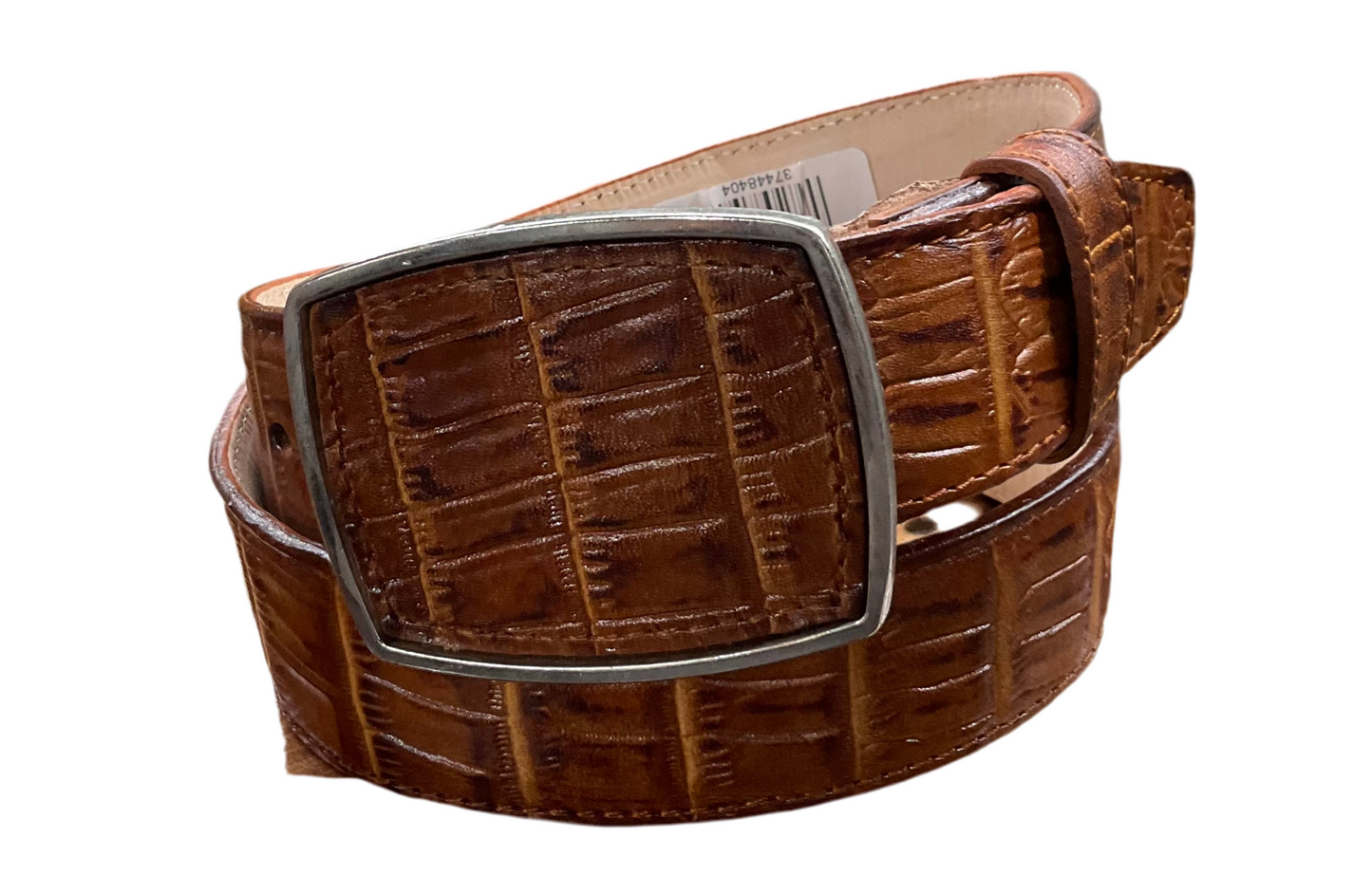 Mens Belt Crocodile Imitation Belly Cogñac