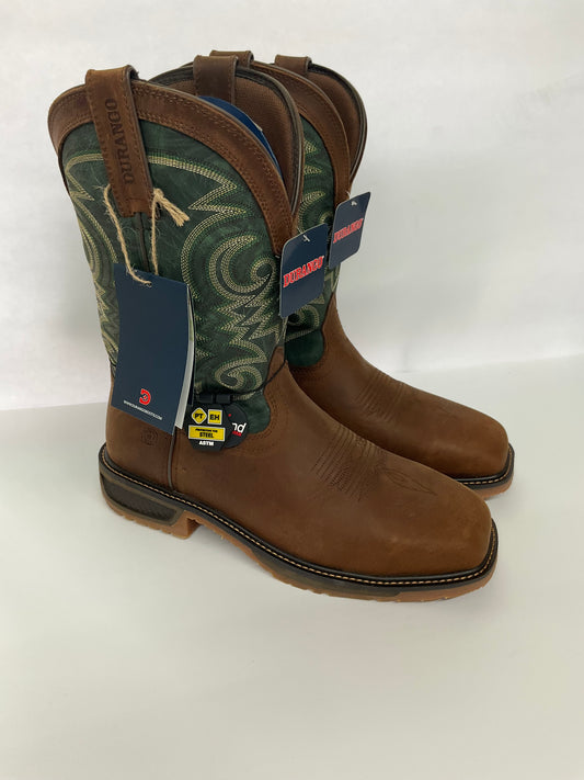 Durango men work boot steel toe (workhorse slip & Oil resistant) light brown & green
