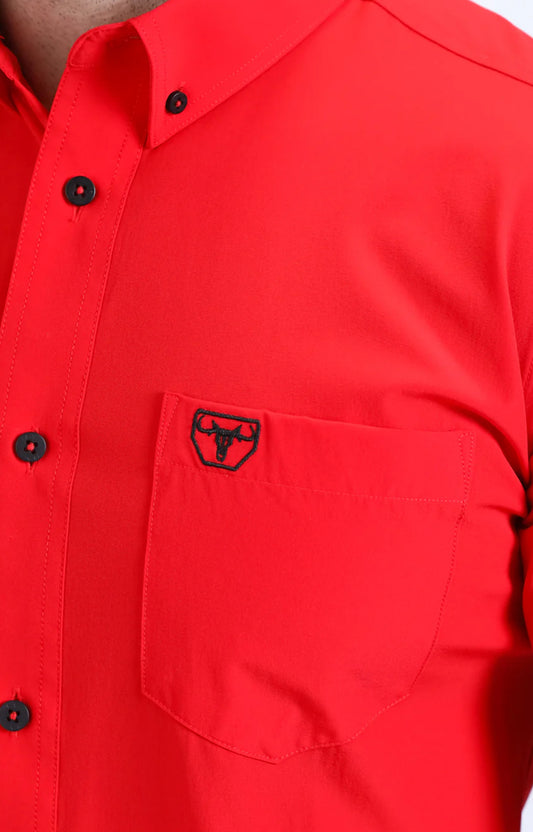 Platini Modern Fit Stretch Red Shirt