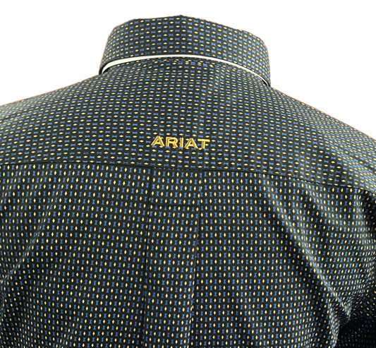 Ariat Mens Team Portland FTD Ls Shirt Navy Blue/Black/Gold 10062254