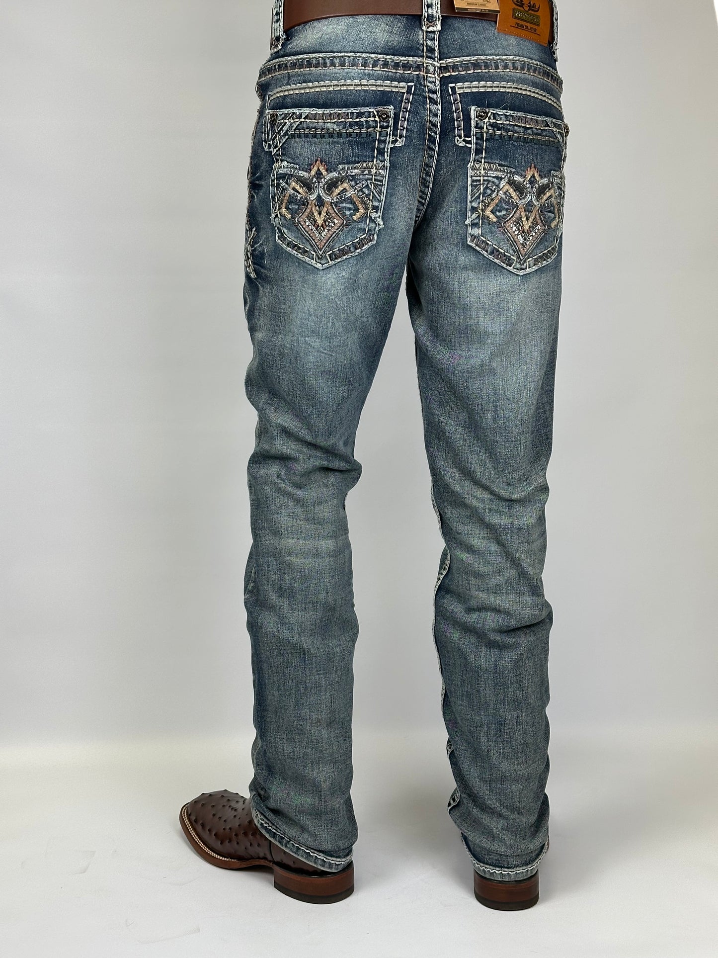 Montero MT4661-MED Medium Blue Men’s Modern Boot Cut Jeans