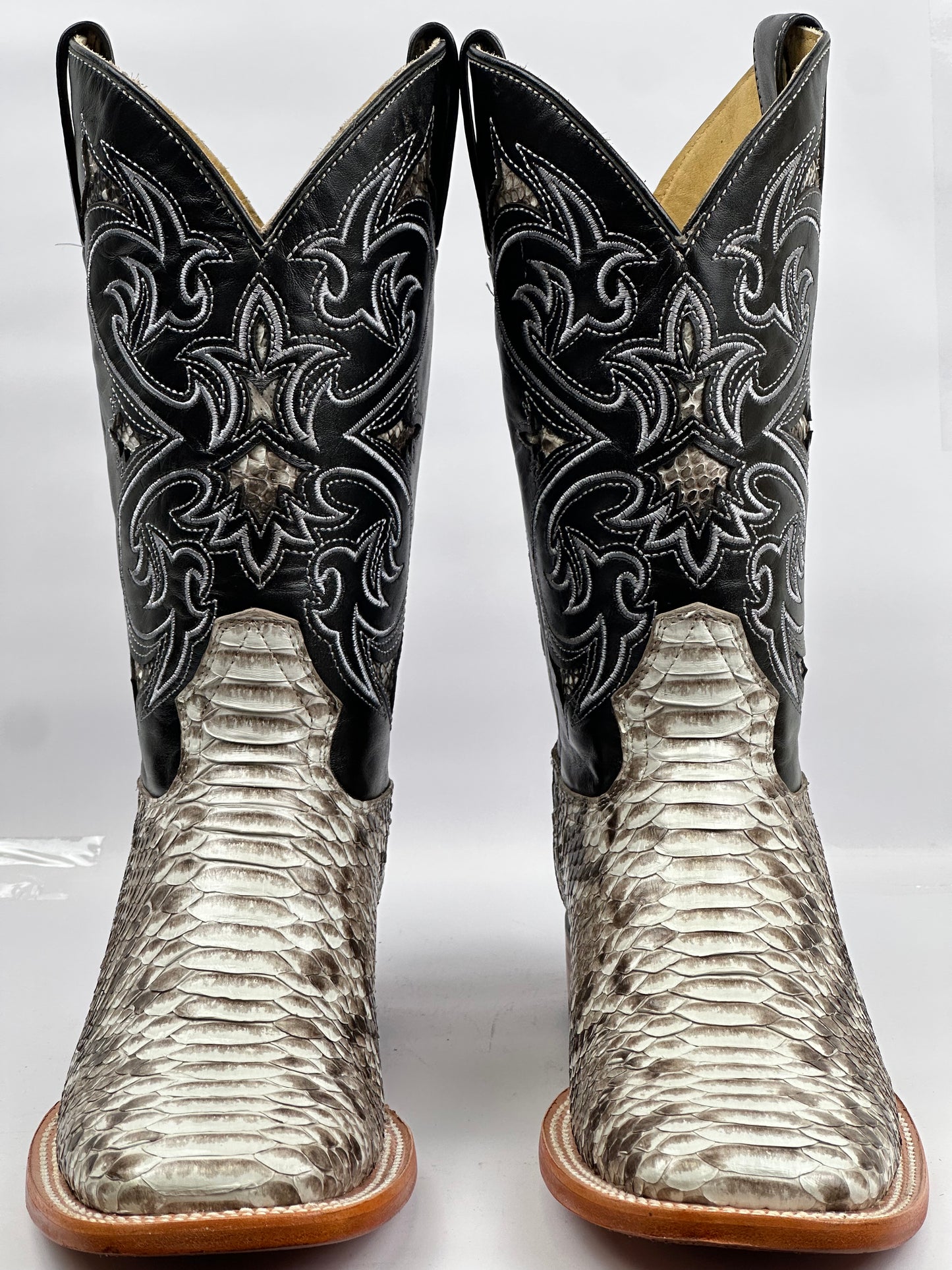 Arango Natural python pro rodeo square toe boots