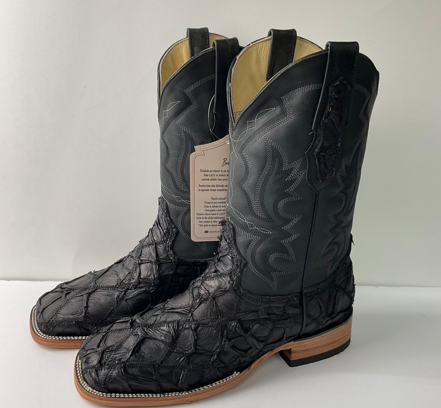 Pez rombos (fish rombus) Negro/Black exotic men boot