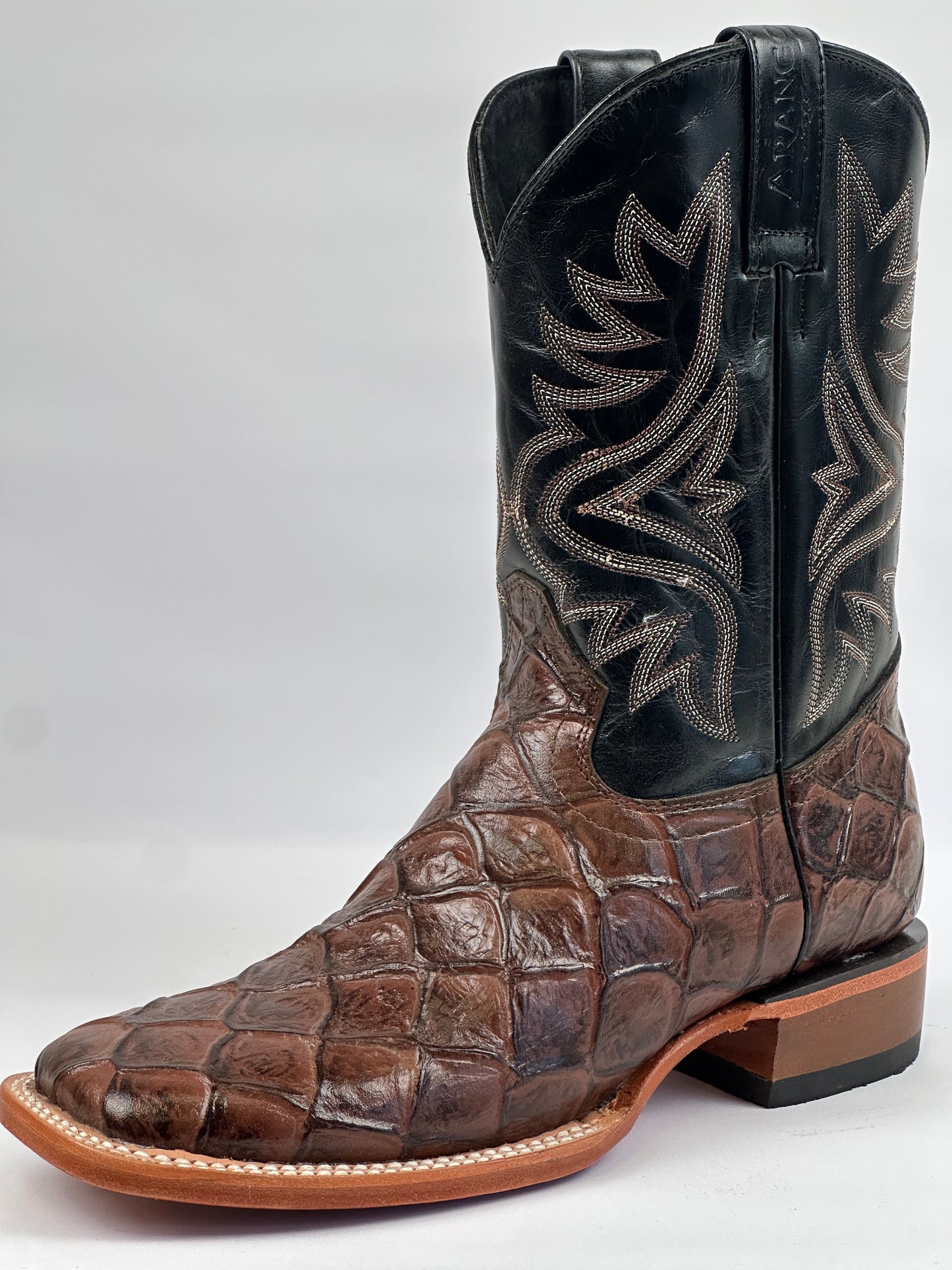 Arango Pirarucu Fish Print Tobacco Pro-Rodeo Men’s Western Boots