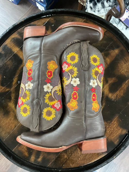 TTBoots Women Brown Floral Clearance Boot