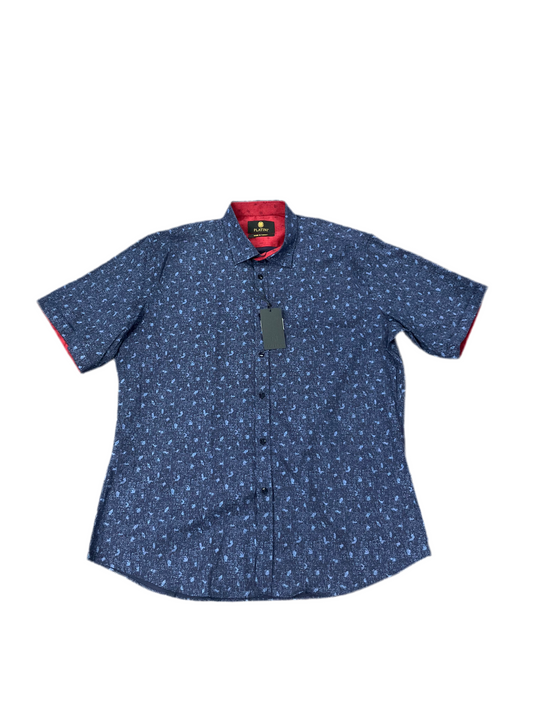 Platini Turkey Mens Shirt (Camisa Caballero) Royal Blue Short Sleeve Manga Corta