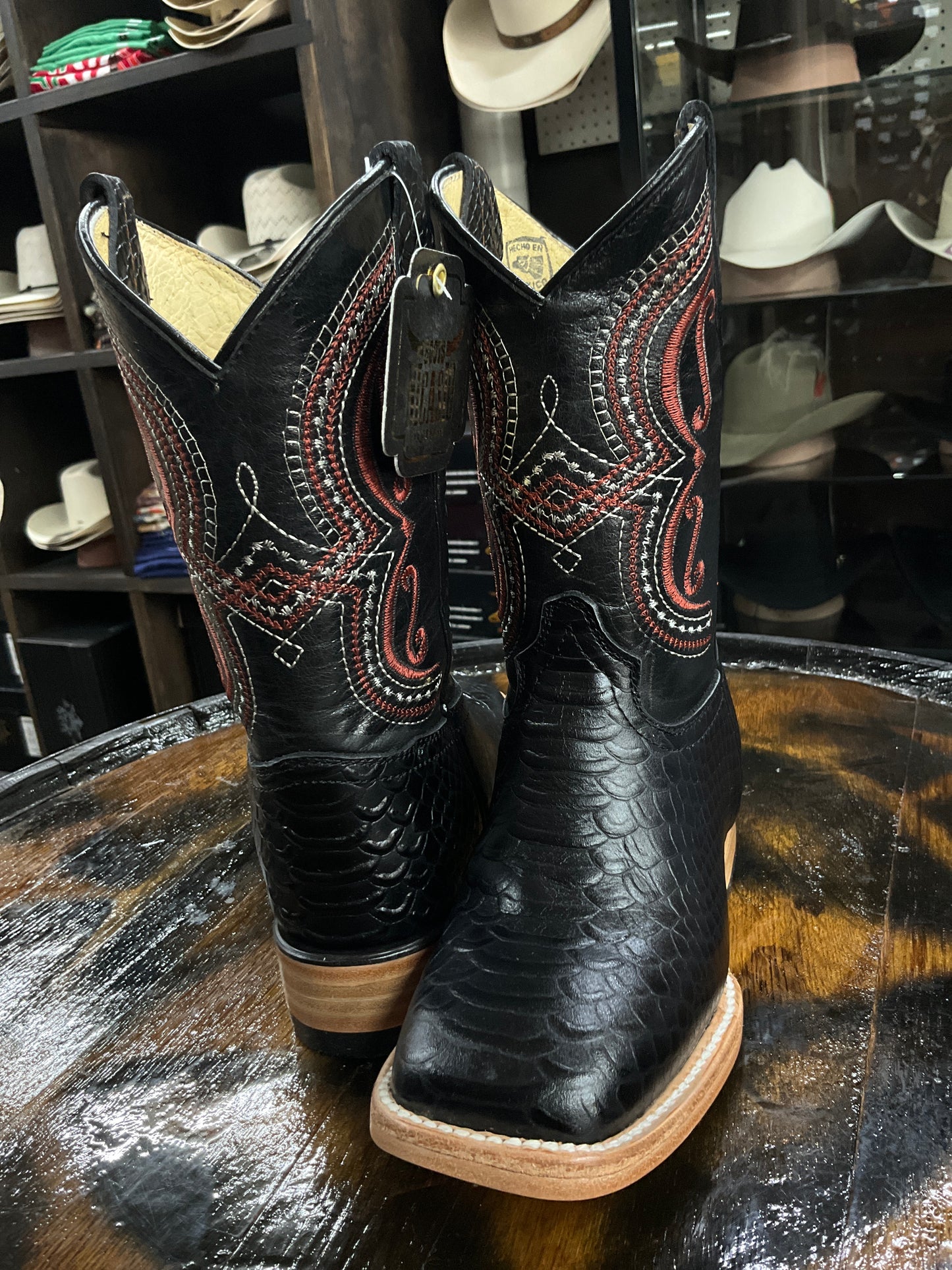 Nicasio Cowboy kids boots python imitation black