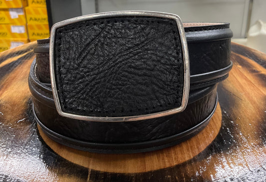 Men belt leather black square buckle ( Cinto de hombre negro liso hebilla cuadrada )