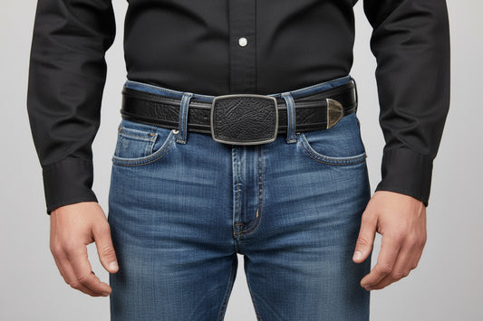 Men belt leather black square buckle ( Cinto de hombre negro liso hebilla cuadrada )