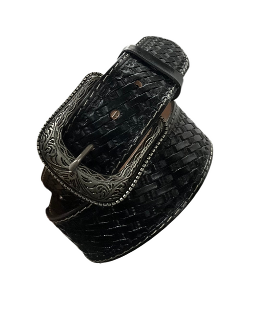 Classic Engraved Leather Belt