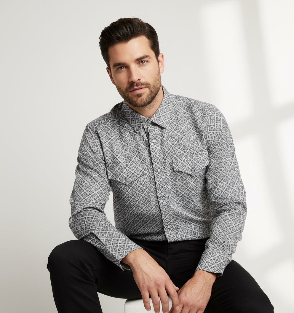 Montero MT4021 Mens Shirt Color:White/Grey